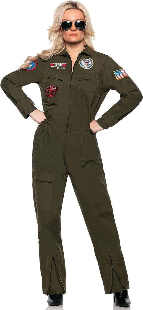 Zipper closure Machine Wash ✈ WELCOME TO THE DANGER ZONE: Underwraps Costumes' Officially Licensed United States Navy TOPGUN Fighter Pilot Jumpsuit Costume for Women is the perfect look for Halloween this Season! With High Quality Materials and Construction, this Jumpsuit gives an Authentic TOP GUN look! Movie Themed Costumes, Pilot Jumpsuit, Aviator Costume, Pilot Costume, Pilot Uniform, Jumpsuit Costume, Hollywood Costume, Jumpsuit Navy Blue, Flight Suit