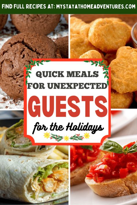 Quick Meals For Unexpected Guests For The Holidays * My Stay At Home Adventures Meal Planning For House Guests, Meals For Overnight Guests, Simple Lunch Ideas For Guests, Lunch For Guests Ideas Entertaining, Meals For House Guests, Baked Caprese Chicken, Quick Guacamole, Last Minute Appetizer, Brownie Bites Recipe