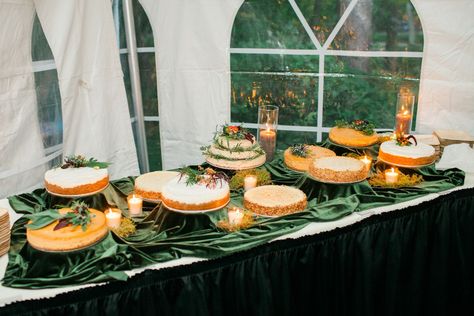 Fall Wedding Cheesecake, Cheesecake Table Wedding, Wedding Cheesecake Display, Cheesecake Display, Cheesecake Deserts, Colored Taper Candles, Cheesecake Wedding Cake, Wedding Cheesecake, Vibe Board