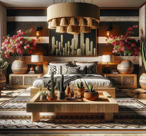 My @giLherrera twist of a Modern Mexican Hacienda guest-room (digital rendering for a client) with a Tulum/Cabo Touch: Inspired by my hometown of Palm Springs/CoacheLLa Valley . 100% Mexican Artisan Decor for the WIN🥳🇲🇽♥️ . At CoLores Decor Our team is constantly experimenting with textures & “WOW” styles for a UNIQUE statement design for any room…Introducing TOP 🇲🇽 MeXican Artisan Design & CATAPULTING our culture’s Talent through the vision of our founder, GiL Herrera @giLherrera ♥️ . We wor... Modern Mexican Hacienda, Mexican Boho Decor, Hacienda Bedroom, Mexican Style Home Decor, Mexican Living Room, Mexican Style Home, Mexican Bedroom, Mexican Restaurant Design, American Interior Design