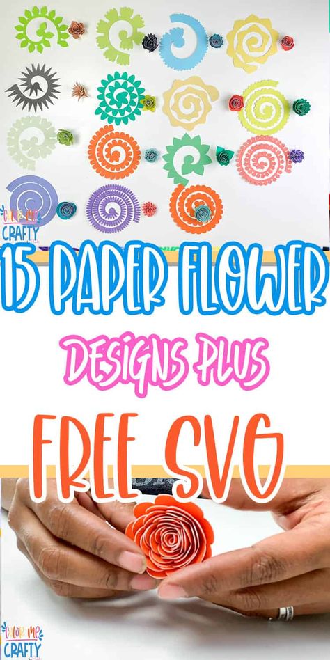 Free Paper Flower Templates, Flower Svg Files, Rolled Paper Flowers, Printable Flower, Rose Crafts, Easy Paper Flowers, Projets Cricut, Paper Flower Decor, Paper Flower Crafts