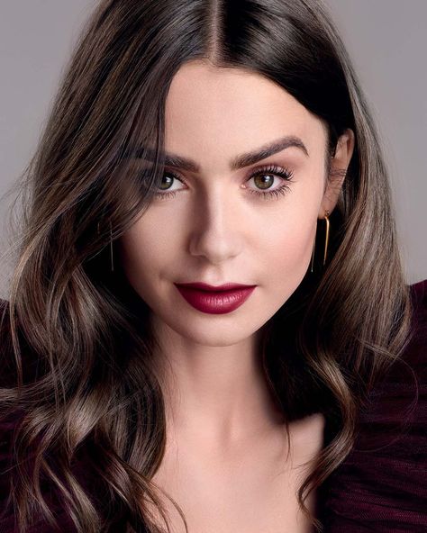 Lancôme Official (@lancomeofficial) posted on Instagram: “To celebrate the New L’Absolu Rouge, Lancôme Global Ambassador @lilyjcollins chose 397 Berry Noir in Cream finish as her signature shade.…” • Apr 3, 2022 at 4:00pm UTC Lily Collins Makeup, Lily Collins Hair, Lily Collins Style, Guest Hair, Emily In Paris, Lily Collins, Bridal Makeup, Brown Hair, Girl Hairstyles