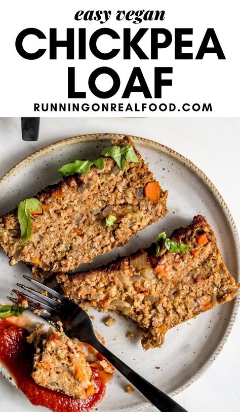 This vegan chickpea meatloaf is easy to make with simple ingredients and makes a wonderful vegetarian main for the holidays or family meals. Chickpea Loaf Vegan, Fast Vegan Meals, Chickpea Meatloaf, Chickpea Loaf, Vegan Family Meals, Veggie Loaf, Vegetarian Meatloaf, Recipe Menu, Traditional Turkey