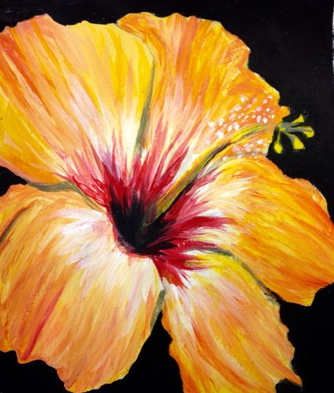 Flower 2 Habisquis Flower Painting, Hibiscus Flowers Painting, Hawaiian Flower Painting, Big Flower Painting, Hibiscus Flower Painting, Hibiscus Flower Art, Hibiscus Painting, Piskel Art, A Level Art Sketchbook