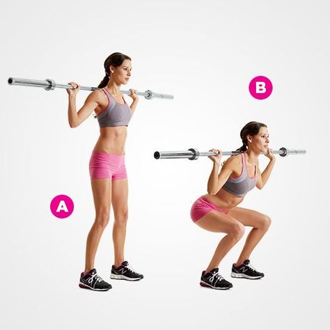 Squats With Weights, Barbell Workout For Women, Thursday Workout, Tuesday Workout, Full Body Weight Workout, Strength Training Women, Barbell Squat, Barbell Workout, Womens Health Magazine