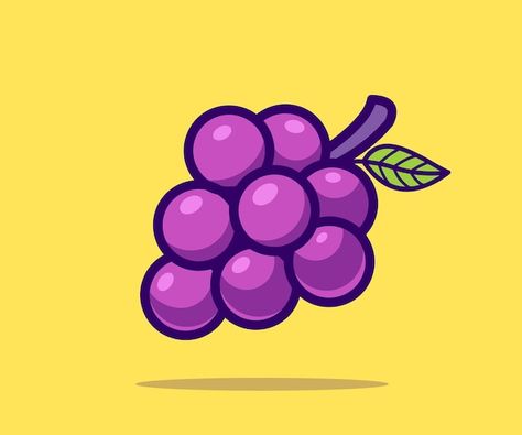 Cute Grape Drawing, Grape Cartoon Drawing, Grape Illustration Drawing, Fruit Vector Art, Grape Cartoon, Fruit Illustration Art, Grape Vector, Grapes Drawing, Grapes Illustration