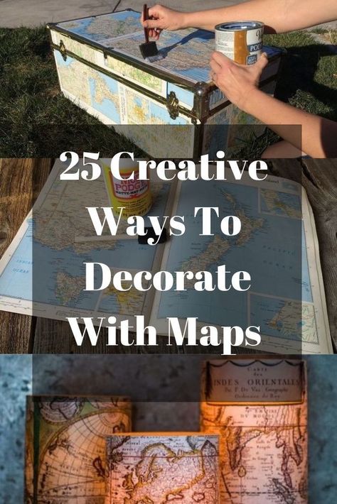 Maps Decor, Diy Map Art, Decorating With Maps, Diy Map, Decor Makeover, Hometalk Diy, Thrifted Home Decor, Map Crafts, Image Transfers