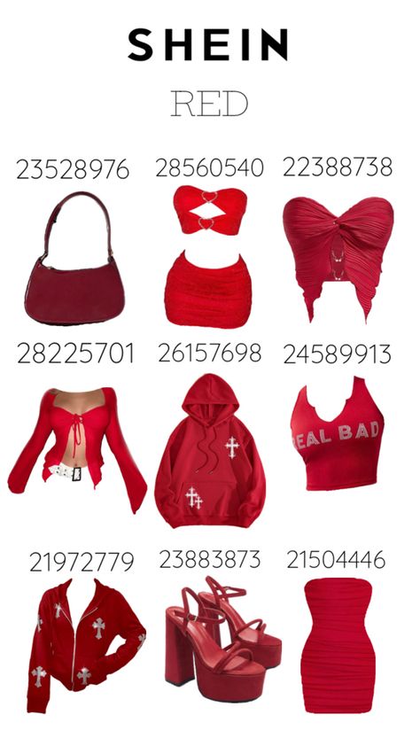 #sheincodes #shein #red #clothes Different Types Of Clothes, Types Of Clothes, Red Clothes, Latina Fashion Outfits, Fasion Outfits, Shein Outfits, Looks Party, Pretty Shirts, Clothes And Shoes