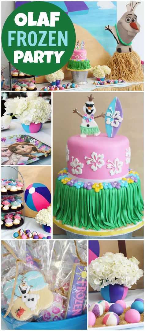 Love this summertime Frozen party featuring Olaf! See more party ideas at CatchMyParty.com! Olaf Summer Party, Birthday Ideas Summer, Frozen Pool Party, Olaf Summer, Olaf Party, Olaf Birthday, Birthday Party Summer, Frozen Bday Party, Frozen Summer