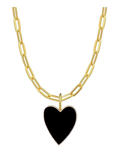 PRICES MAY VARY. 🖤 Birthday Anniversary Gifts 🖤: Heart jewelry is the first choice to express love, care and friendship for girls or women. This heart necklace will bring you love to her on important days. 🖤 High Quality 🖤: Pretty heart shape with glossy enamel, shinning and smooth. The necklace is 18K gold plating, healthy ,hypoallergenic and comfortable to wear. 🖤 Fashion Design 🖤: Trendy Heart necklace with black enamel heart pendant, matching women's or girls' any outfit. They can wear Ted Baker Heart Necklace, Preppy Necklace, Preppy Necklaces, Paperclip Necklace, Pretty Heart, Forever Love, Heart Jewelry, Black Enamel, Gold Plated Jewelry