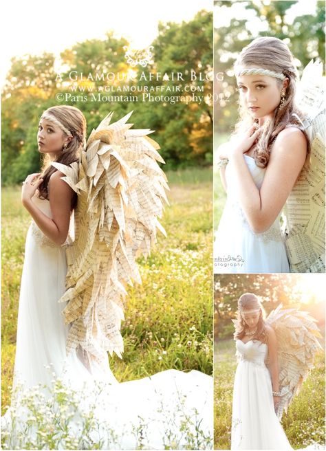 Love these wings BUT there are no instructions on how-to :( I bet someone out there knows how??! paper wings at A Glamour Affair Paper Angel Wings, Carnaval Make-up, Obličejové Masky, Paper Angel, Halloween Props Diy, Diy Kostüm, Holloween Costume, Hallowen Costume, Angel Costume