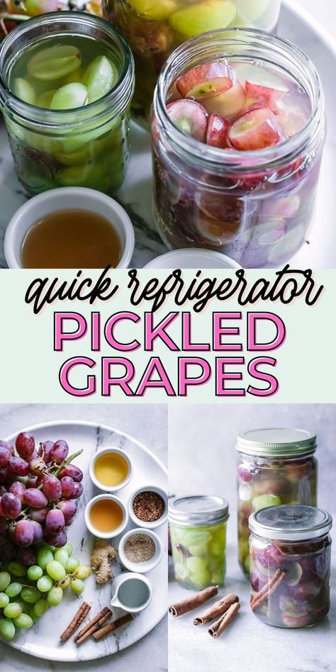 White Grapes Recipes, Pickled Grapes Recipe, Green Grapes Recipes, Pickled Grapes, Preserved Food, Pickled Fruit, Cultured Food, Preserving Recipes, Pickle Recipes