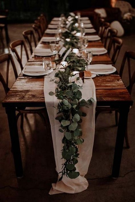 Greenery Runner, Winter Wedding Table, Colorful Wedding Flowers, Rustic Wedding Decorations, Country Barn Weddings, Barn Wedding Decorations, August Wedding, Wedding Flower Decorations, Wedding Boho