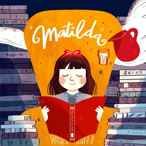 Matilda / cover redesign on Behance Matilda Film, Matilda Movie, Arte Disney, Girl Reading, Visual Development, Drawing Challenge, Story Instagram, Freelance Illustrator, Movie Art