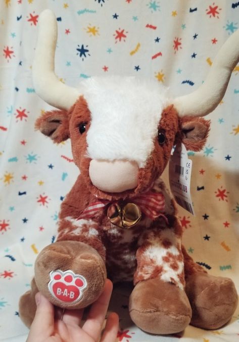 Build A Bear Longhorn Aesthetic, Longhorn Build A Bear, Build A Bear Longhorn, Bed For Girls Room, Build A Bear Outfits, Longhorn Cow, Western Gifts, Animal Help, Gift Inspo