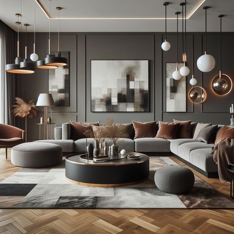 15 Modern Grey and Brown Living Room Ideas for Elegance — Lord Decor Grey And Brown Living Room, Apple Pin, Brown Leather Couch, Grey Couch Living Room, Urban Oasis, Brown Living Room, Sofa Colors, Minimalist Designs, Living Room Grey