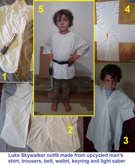 Luke Skywalker DIY costume tutorial Jedi Diy Costume, Diy Anakin Skywalker Costume, Anikan Skywalker Costume Diy, Luke Skywalker Diy Costume, Diy Luke Skywalker Costume Kids, Luke Skywalker Costume, Disfraz Star Wars, Diy Baby Costumes, Baby Dress Tutorials