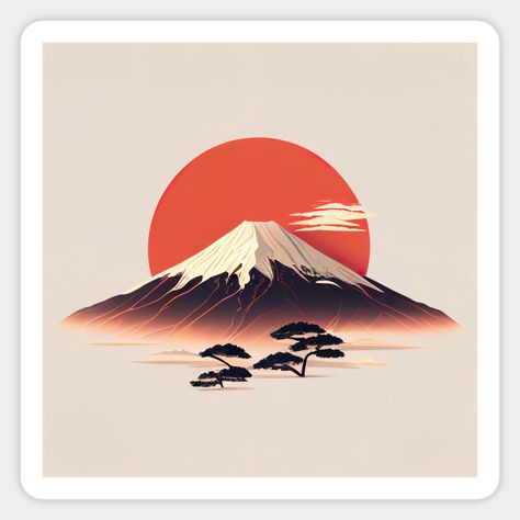 Mount Fuji Tattoo, Mount Fuji Illustration, Fuji Illustration, Japanese Art Tattoo, Doodle Mural, Exam Inspiration, Kite Designs, Illustration Minimalist, Minimalist Japanese