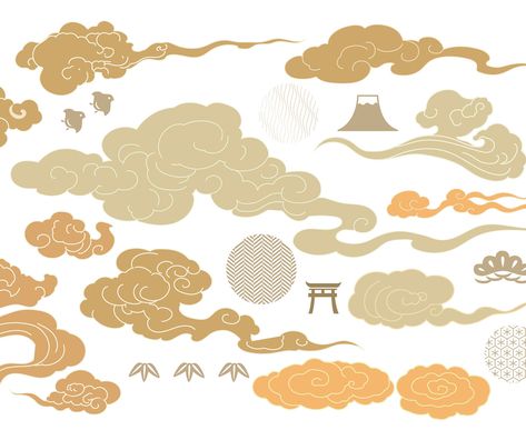 Cloud Symbol, Bamboo Door, Carillons Diy, Minimal Background, Cloud Illustration, Japanese Art Styles, Chinese Pattern, Japanese Artwork, Cloud Art