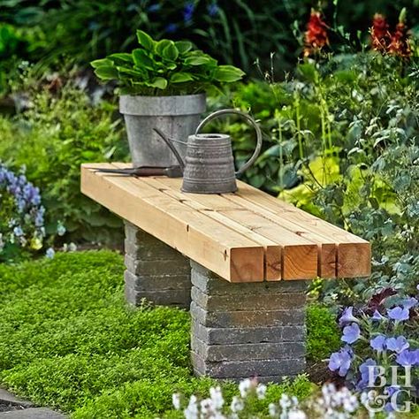 easy-does-it garden bench Diy Bench Outdoor Easy Cheap, Garden Diy Furniture, Diy Bank, Garden Bench Diy, Gravel Landscaping, Outdoor Garden Bench, Garden Benches, Diy Garden Furniture, Diy Bench