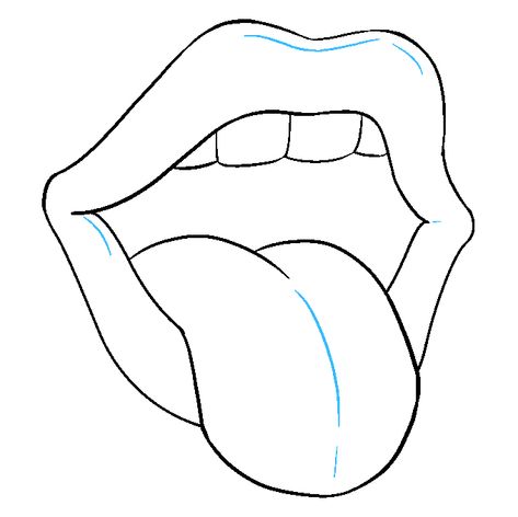 How to Draw Mouth and Tongue: Step 9 Draw A Mouth, Realistic Flower Drawing, Easy Pencil Drawings, Easy Flower Drawings, Desen Realist, Trippy Drawings, Mouth Drawing, Easy Drawings For Beginners, Easy Drawing Tutorial