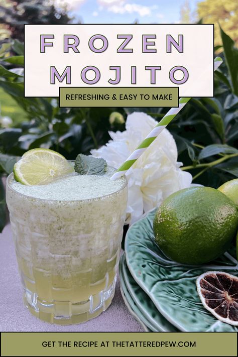 Beat the summer heat with this delicious and easy frozen mojito recipe. A simple and easy guide to creating a refreshing minty cocktail. Frozen Mojito Recipe, Easy Mojito, Frozen Mojito, Easy Mojito Recipe, Chicken Salad With Pineapple, Luau Food, Frozen Limeade, Coconut Shrimp Recipes, Frozen Cocktail