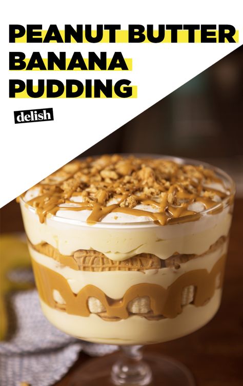 Peanut Butter Banana Pudding, Pudding Trifle, Banana Pudding Trifle, Trifle Pudding, Trifle Desserts, Healthy Food Facts, Trifle Recipe, Peanut Butter Lovers, Peanut Butter Recipes