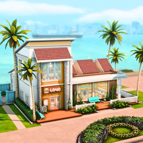 Sims 4 Small Restaurant, Sims 4 Oasis Springs Restaurant, Lots Aesthetic, The Sims 4 Restaurant Ideas, Sims 4 Restaurant Build, Sims 4 Community Lots Ideas, Sims Restaurant, Restaurant Sims 4, Sims 4 Cafe