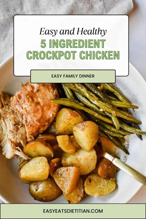 5 Ingredient Crockpot Chicken Crockpot One Dish Meals, Crockpot Recipes Chicken And Vegetables, Crockpot Chicken For Two, 5 Ingredient Crockpot Chicken, Crock Pot Weeknight Dinners, Quick Chicken And Veggies Recipes, Chicken Green Beans Potatoes In Crockpot, 5 Ingredient Slow Cooker Recipes, Crockpot Recipes 5 Ingredients Or Less