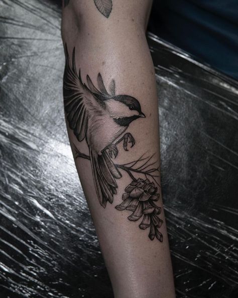 Flying Chickadee Tattoo, Stellers Jay Tattoo, Ankle Nature Tattoo, Garden Bird Tattoo, Gold Finch Tattoo, Meadowlark Tattoo, Bird Tattoo Arm, Woodland Tattoo Sleeve, Fauna Tattoo