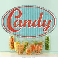 Vintage Sweets, Candy Signs, Candy Stand, Corrugated Tin, Nostalgic Candy, Old Fashioned Candy, Retro Candy, Removable Wall Decals, Vintage Candy