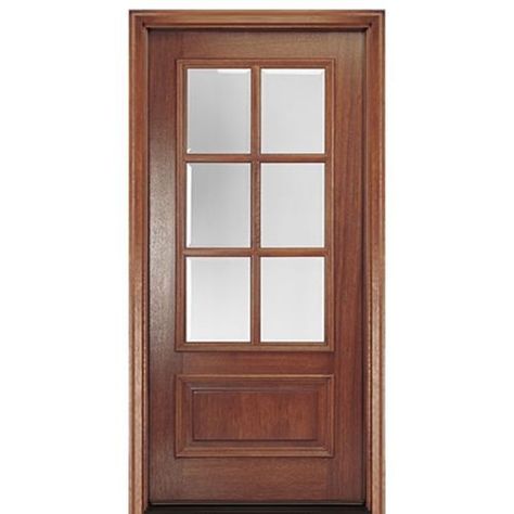 MAI Doors DD6L-1 | 6-Lite TDL Mahogany Exterior Door Clear Beveled Glass Mahogany Exterior Doors, Entry Door Hardware, Mahogany Paneling, Custom Wood Doors, Chris Loves Julia, Wood Front Doors, Door Design Interior, Glass Front Door, French Doors Interior