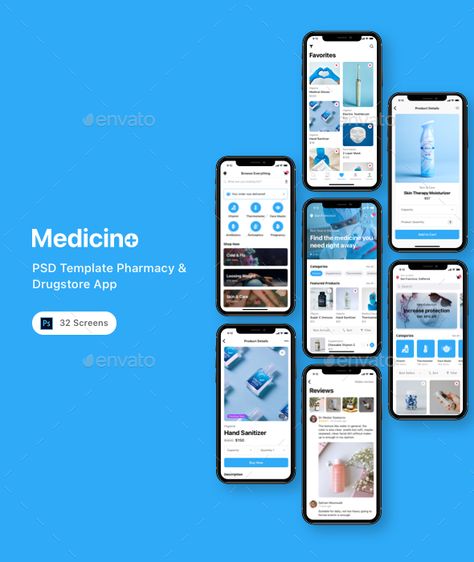 Medicino - PSD Template Pharmacy & Drugstore App Health Store, Delivery App, Psd Templates, Pharmacy, App Design, Medical, Health, Electronic Products