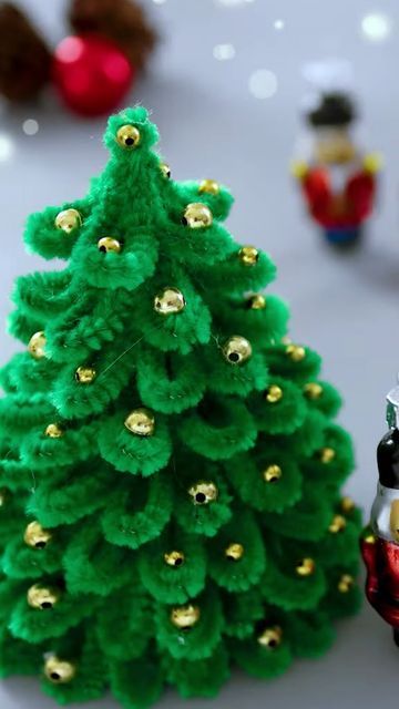 531K views · 20K likes | MiLena on Instagram: "DIY Fluffy Christmas tree🎄 #diy #handmade #christmas #decor" Christmas Tree Made With Pipe Cleaners, Pipecleaner Christmas Tree Craft, Christmas Tree Fuzzy Wire, Fluffy Christmas Trees, Hand Made Christmas Tree, Miniature Christmas Trees Diy, Christmas Tree Handmade Decorations, Diy Christmas Tree Ornaments Handmade, Christmas Tree Diy Make Your Own