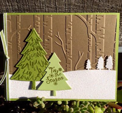 Stampin Up Peaceful Pines, Holiday Trees, Tree Stamp, Leaf Cards, Stampin Up Christmas Cards, Christmas Tree Cards, Cadeau Diy, Cricut Cards, Tree Cards