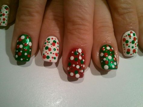 Christmas Dot Nails, Christmas Nails Polka Dots, Christmas Polka Dot Nails, Winter Nail Art Ideas, Gel Nail Tutorial, Dot Nails, Poka Dot, Beyond Imagination, Dot Nail Art