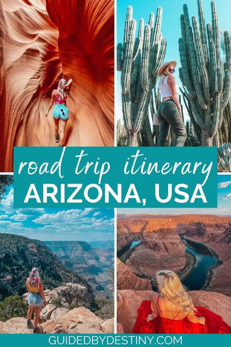 This epic 7-day Arizona road trip itinerary starts in Phoenix and goes all the way up to Page. It includes the best things to do in Sedona, the best things to do in Phoenix, the best things to do in Flagstaff, visiting the Grand Canyon, Antelope Canyon, Sedona wineries and more! This is one of the best road trips out west. It's also a great fall road trip itinerary. Road Trip From Phoenix To Grand Canyon, Sedona Grand Canyon Itinerary, Arizona Itinerary Road Trips, Sedona And Grand Canyon Itinerary, Sedona Arizona Itinerary, Phoenix To Grand Canyon Road Trip, 1 Week Arizona Itinerary, Phoenix Arizona Itinerary, Phoenix To Sedona Road Trip