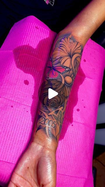 KING on Instagram: "floral quarter sleeve w a pop of color💕🦋
Please view the “How To Book” highlight if interested 

#christiantattooartist #clevelandtattooartist #clevelandohio #clevelandtattoos #femaletattooartist #femaleentrepreneur #tattoo #commissionsopen #tatt #ink #inked #inklife #christiantattooartist #christianartist #art #artist #visualartist #muralist #clevelandmuralist #clevelandfemaletattooartist #buttergly #butterflytattoo #floraltattoo #quartersleeve" Half Sleeve Tattoos For Women Upper Arm Color, Violet Sleeve Tattoo, Half Sleeve Forearm Women, Floral Quarter Sleeve Tattoo, Orchid Tattoo Arm Half Sleeves, Colorful Flower Half Sleeve Tattoo, Floral Tattoo Design Sleeve, Purple Flower Arm Tattoo, Quarter Sleeve Tattoo