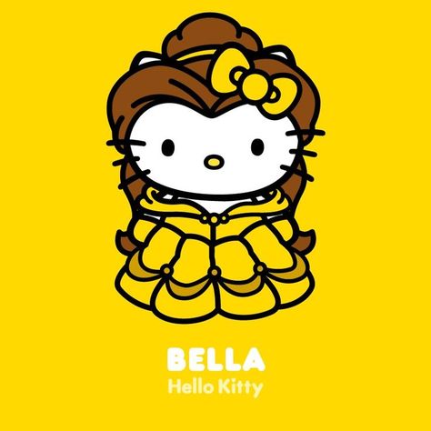 Hello Kitty Belle | Beauty and the Beast Disney Princess Hello Kitty As Disney Princesses, Hello Kitty As Princess, Hello Kitty Disney Princess, Princess Hello Kitty, Hello Kitty Princess, Disney Hello Kitty, Hello Kitty Imagenes, Images Hello Kitty, Princess Kitty