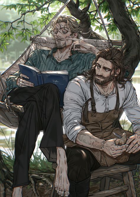 https://twitter.com/nye_igneous original character Garth and Hart Morning Reading, Arte Peculiar, 남자 몸, Wow Art, Character Design Male, Arte Horror, Arte Pop, Gay Art, Male Art