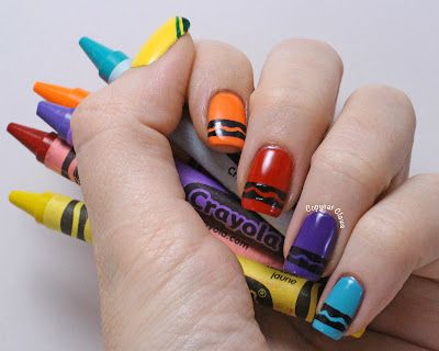 Copycat Claws: Crayon Nail Art Teacher Nails, Gel Nail Ideas, School Nail Art, Ideas For Back To School, Do It Yourself Nails, Artistic Nails, Nail Art For Kids, Back To School Nails, School Nails