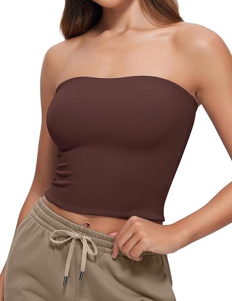 CRZ YOGA Butterluxe Double Lined Tube Tops for Women Basic Bandeau Cropped Tops Strapless Casual Going Out Crop Top Crz Yoga, Tube Tops, Cropped Tops, Strapless Tops, Cami Tanks, Tops For Women, Yoga Women, Tube Top, Going Out