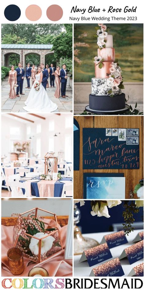 Navy Blue Ivory And Rose Gold Wedding, Navy Blue And Rose Gold Groomsmen Suits, Royal Blue Pink And Gold Wedding, Rose Gold Navy Blue And White Wedding Theme, Navy Blue Rose Gold Cream Wedding, Rose Pink And Navy Blue Wedding, Rose Gold And Sapphire Wedding Colors, Navy And Rose Gold Wedding Decorations Wedding Table Decor, Navy Blue Pink Gold Wedding