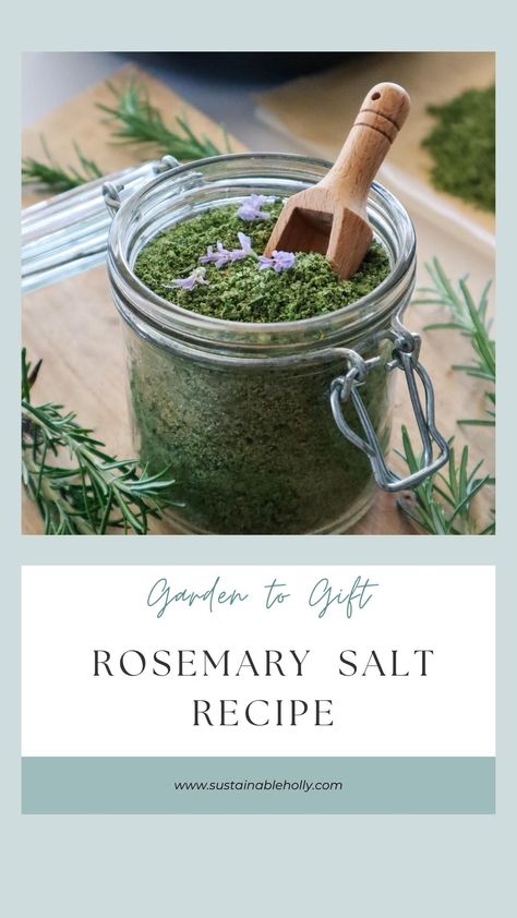 rosemary salt Rosemary Salt Recipe, Flavored Salts Recipes, Herb Salt Recipe, Herb Salt, Infused Salt, Rosemary Salt, Roast Vegetables, Rosemary Simple Syrup, Homegrown Food