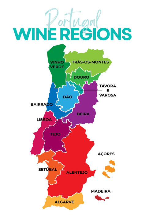 colorful map of portuguese wine regions Portugal Wine Country, Wine Region Map, Europe Trips, Portugal Wine, Wine Folly, Portuguese Wine, Wine Map, Douro Valley, Port Wine