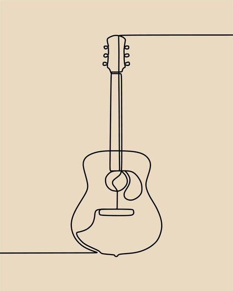 continuous line drawing on guitar Guitar One Line Drawing, Drawing On Guitar, Guitar Line Drawing, Guitar Doodle, Guitar Outline, Guitar Sketch, Music Doodle, Guitar Graphic, Guitar Illustration