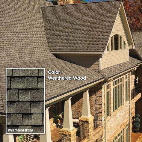 Weathered Wood Roof House Colors, Timberline Weathered Wood Shingles, Shingle Roof Colors, Roof Shingles Ideas Exterior Colors, Weatherwood Shingles, Weathered Wood Shingles, Gaf Timberline Shingles, Timberline Shingles, Roof Shingle