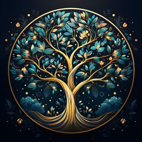 Photo beautiful tree of life digital art... | Premium Photo #Freepik #photo Celtic Tree Of Life Art, Tree Of Life Art Painting, Magic Tree Art, Tree Of Life Images, Tree Of Life Crafts, Tree Of Life Artwork, Tree Of Life Painting, Tree Of Life Art, Sacred Tree