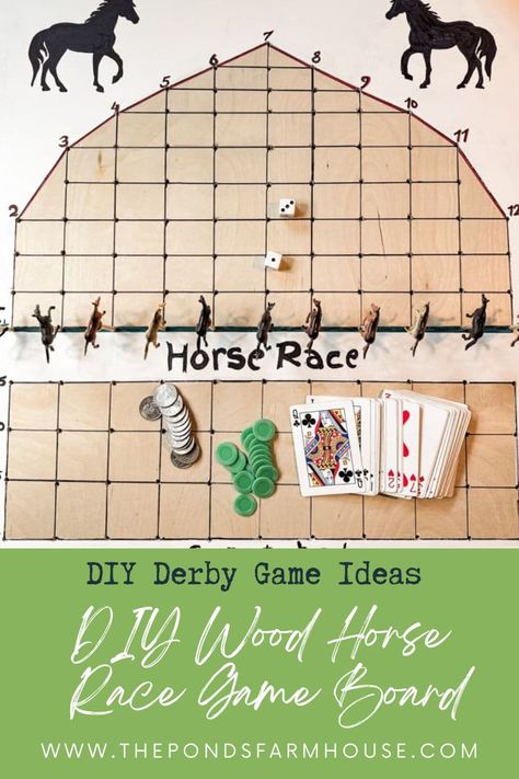 Handmade Kentucky Derby Horse Race Game Tutorial. Fun Party Game for All Ages. Full Instructions. Horse Race Game With Dice, Horse Race Game Board Diy, Kentucky Derby Games, Derby Party Games, Preakness Party, Kentucky Derby Party Games, Kentucky Derby Theme, Derby Games, Kentucky Derby Themed Party