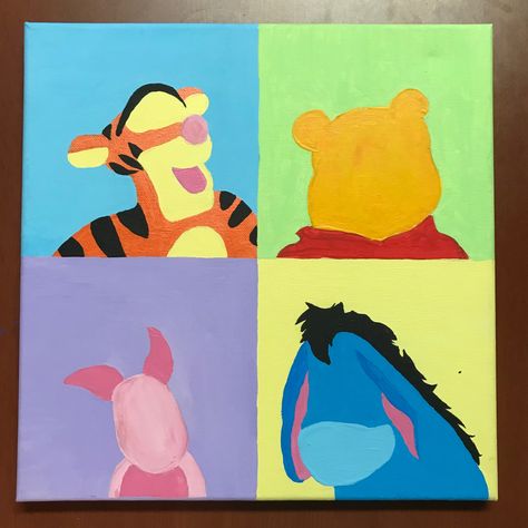 Eeyore Painting Easy, Simple Winnie The Pooh Painting, Tigger Painting On Canvas, Winnie Pooh Painting, Winnie The Pooh Acrylic Painting, Painting Ideas Winnie The Pooh, Winnie The Pooh Painting Ideas, Disney Characters Paintings, Cute Disney Paintings